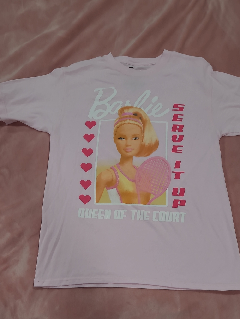 Barbie Light Pink Tennis Graphic Tee with Hot Pink Accents